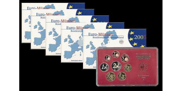 CARTERA EURO B.U. SET  ALEMANIA 2005 EURO PROOF - JUEGO 5 CECAS