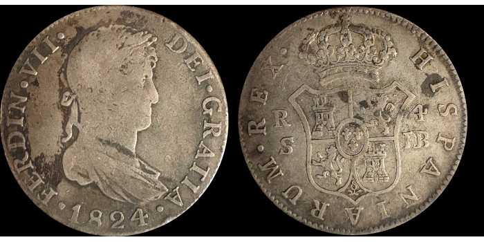 Cy14903.- FERNANDO VII - 4 Reales 1824 Potosi J.B -MBC.