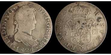 Cy14903.- FERNANDO VII - 4 Reales 1824 Potosi J.B -MBC.