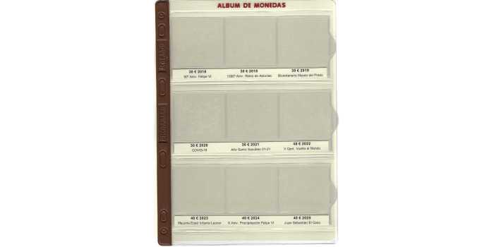 Suplemento Hoja  Monedas 30/40 Euros  Plata 2018 A 2025 PRONUMAS