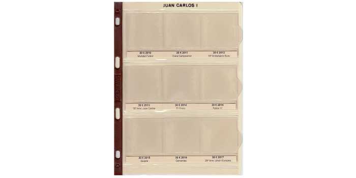 Suplemento Hoja Monedas 20/30 Euros Plata 2010 A 2017 Pronumas