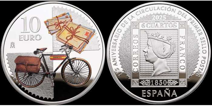 10 Euros 2025 - 175 Aniversario Primer Sello. Plata - Proof