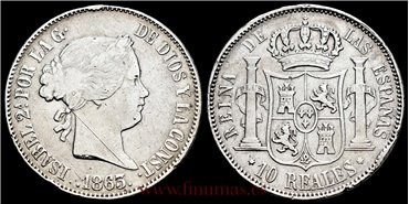 Cy16227E.-ISABEL II - 10 Reales 1863 Barcelona .- MBC