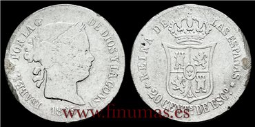 Cy16046B.-ISABEL II - 2 Reales 1865 Madrid .-RC