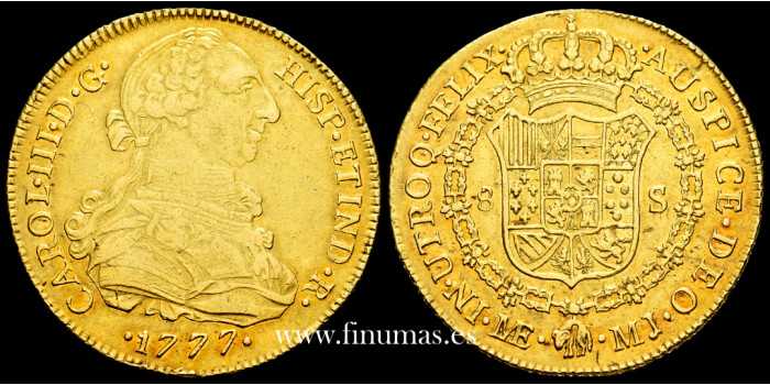 copy of Cy12083.-CARLOS III - 8 Escudos 1777/76 Mexico F.M.- EBC-