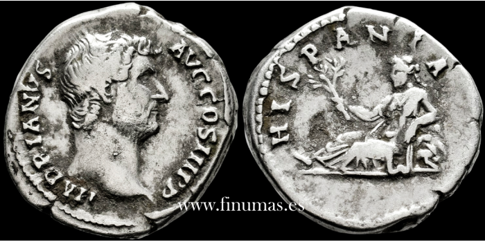 ADRIANO 134-138d.C. Denario "Hispania"- Plata