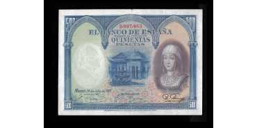 copy of F343E.- 500 PESETAS 24 JULY 1927 WITHOUT SERIES. MBC-