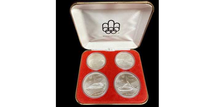 CANADA - S07. Estuche oficial Olimpiadas Montreal. 6ª Serie 1975  4 Piezas Plata SC