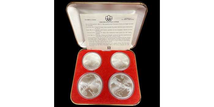 CANADA - S08. Official Olympic Box Montreal. 7th Series 1975 4 Pieces Silver SC