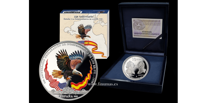 10 Euros 2025 - 250 Anniv. USA - Bald Eagle. Silver - Proof