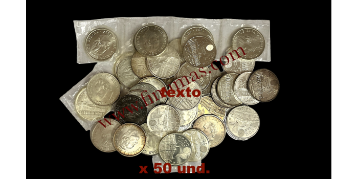 INVERSION.-  LOTE 50 PIEZAS 2000 PESETAS 1994 a 2000. PLATA