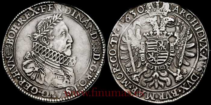 HUNGRIA - K-075 - THALER FERDINAND II 1630 KB. KREMNITZ. - PLATA