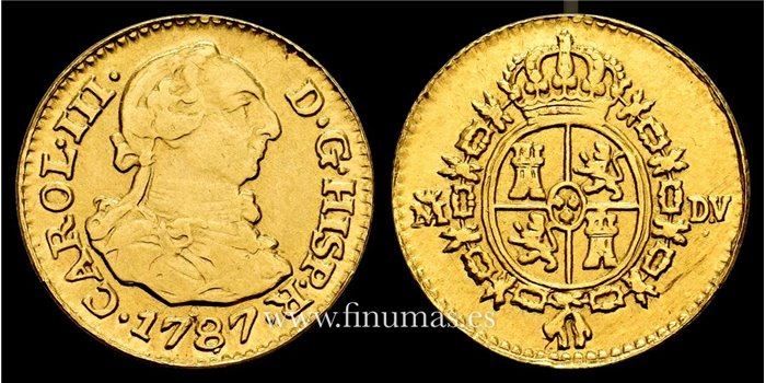 Cy11408.1.- Carlos III 1/2 escudo 1787 Madrid. DV - ORO