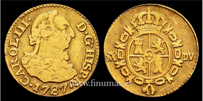 Cy11408.5.- Carlos III 1/2 escudo 1787 Madrid. DV - ORO