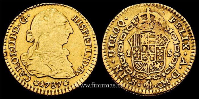 Cy11568.- Carlos III 1 Escudo  1787 Sevilla C.M. MBC - ORO