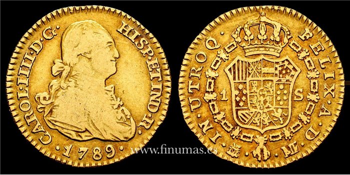 Cy13175.- Carlos IV 1 Escudo  1789 Madrid M.F. MBC-  ORO