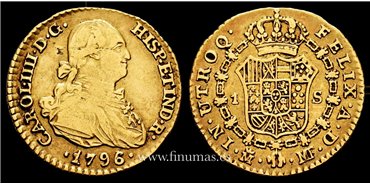 Cy13224V.- Carlos IV 1 Escudo  1796/91 Madrid M.F. MBC-  ORO