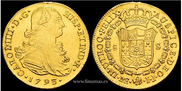 Cy13648.- Carlos IV 8 Escudos 1793 Lima I.J. EBC* - ORO