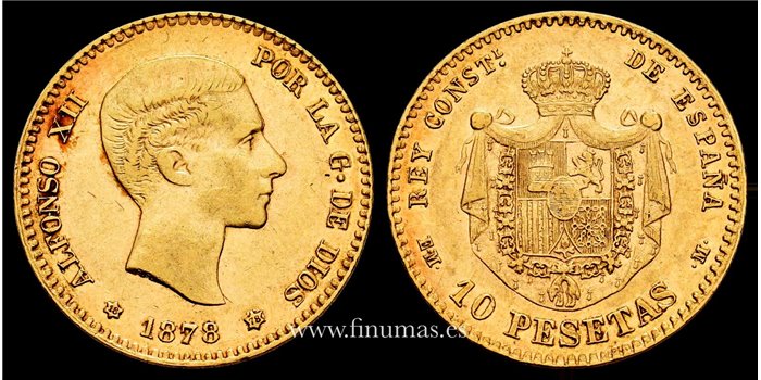 Cy16597.- ALFONSO XII 10 PESETAS 1878 MADRID (18-78) EMM - ORO