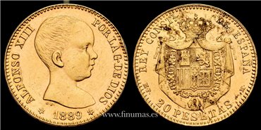 Cy16709- ALFONSO XIII  20 pesetas 1889 (18*89) MPM.-  EBC