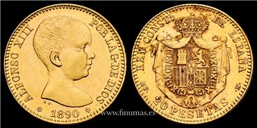 Cy16710J1.- ALFONSO XIII - 20 pesetas 1890 (18-90) MPM. S.C.-   - ORO