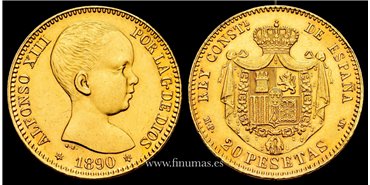 Cy16710J2.- ALFONSO XIII - 20 pesetas 1890 (18-90) MPM. S.C.-   - ORO