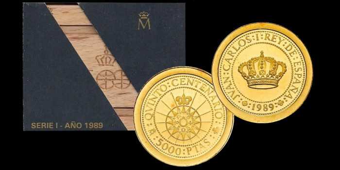1989 - 5000 Pts. V CENTENARIO. ROSA DE LOS VIENTOS - ORO