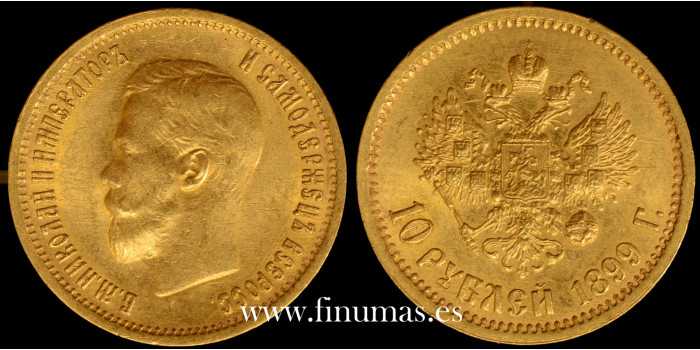 RUSSIA - K-064 - 10 RUBLES NICOLAS II 1899r - EBC. GOLD
