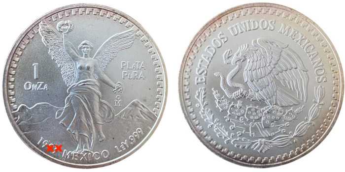 MEXICO 1 OUNCE SILVER LIBERTY 1988-1995.