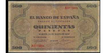 F475C - 500 Peseta 20-05-1938 serie A.  BC+