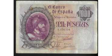 F488E.- 1000 PESETAS 21 DE 0CTUBRE 1940 MBC Sin Serie