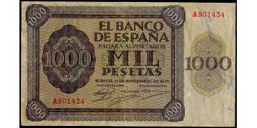 F485E 1000 PESETAS 21 DE NOVIEMBRE 1936 MBC SERIE A/C