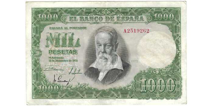 F492b - 1.000 Pesetas 31-12-1951 MBC- , series A/C