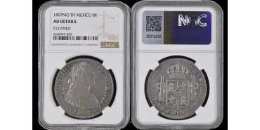 Cy13149.-CARLOS IV - 8 Reales 1807 Mexico T.H.- NGC AU DETAILS