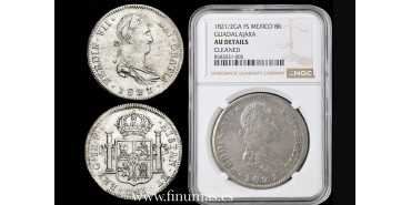 Cy15162.2.- Fernando VII 8 Reales 1821/2 Guadalajara F.S. NGC AU DETAILS