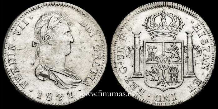 Cy15162.2.- Fernando VII 8 Reales 1821/2 Guadalajara F.S. NGC AU DETAILS