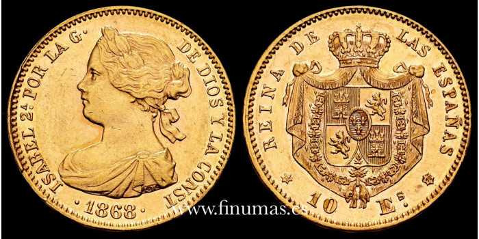 Cy16495.2.- ISABEL II / GOB. PROVISIONAL 10 ESCUDOS 1868 MADRID (18-73)