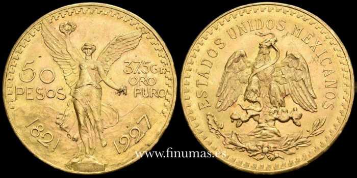 MEXICO K-481 - 50 MEXICAN PESOS . GOLD CENTENARY