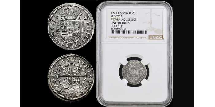 Cy08155.-FELIPE V - 1 Real 1721 Segovia F.- NGC UNC. DETAILS