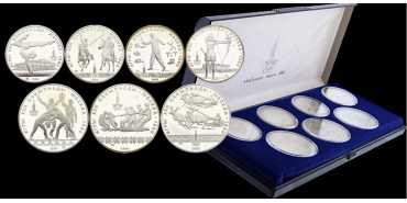 RUSSIA - K-179/185 - 4x 5 and 3x 10 Rubles 1980 Moscow Olympics- SILVER