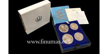 CANADA - S09. Official Olympic Box Montreal. 1st Series 1975 4 Pieces Silver SC