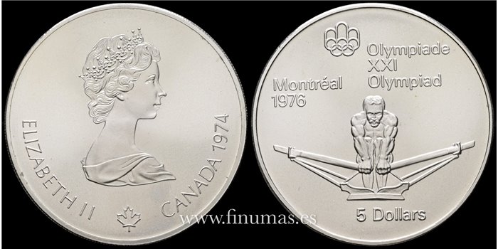 CANADA - K-0091- 5 Dólar 1974. S.C - PLATA