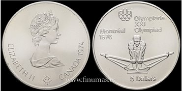 CANADA - K-0091- 5 Dólar 1974. S.C - PLATA