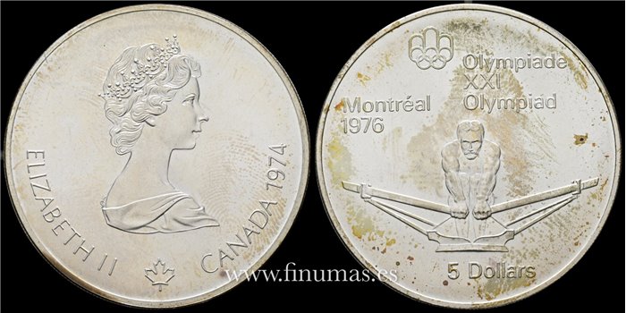 CANADA - K-0091- 5 Dólar 1974. S.C - PLATA
