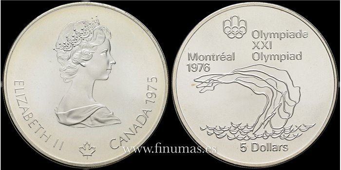 CANADA - K-0101- 5 Dólar 1975. S.C - PLATA