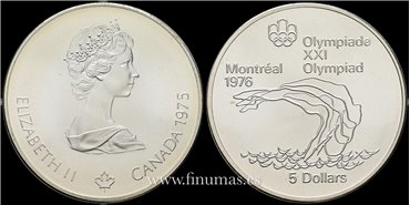 CANADA - K-0101- 5 Dólar 1975. S.C - PLATA