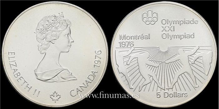 CANADA - K-0107- 5 Dólar 1976. S.C - PLATA