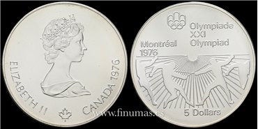 CANADA - K-0107- 5 Dólar 1976. S.C - PLATA