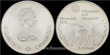 CANADA - K-0106- 5 Dólar 1976. S.C - PLATA