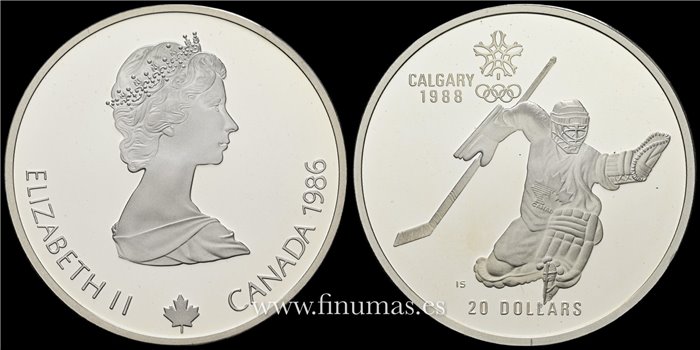 CANADA - K-0148- 20 Dólar 1986 CALGARY. PLATA - PROOF